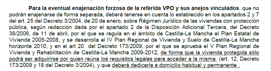 CONDICIONES ENAJENACIÓN FORZOSA VPO