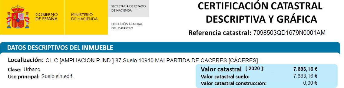 CERTIFICADO CATASTRAL