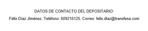 DATOS DE CONTACTO DEPOSITARIO