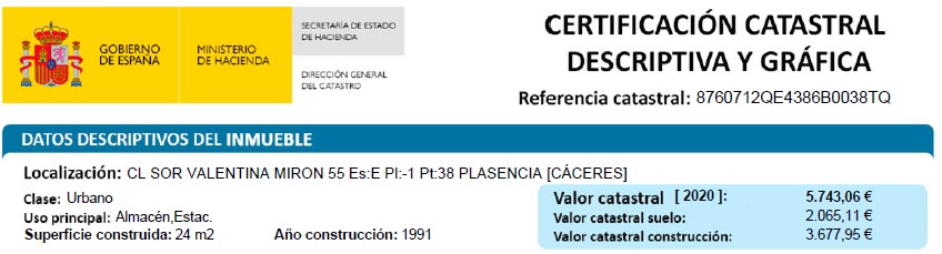 CERTIFICACIÓN CATASTRAL