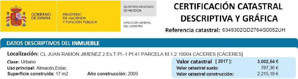 CERTIFICACIÓN CATASTRAL