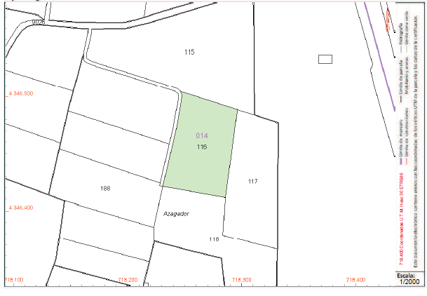 PLANO PARCELA CATASTRAL Poligono 14 Parcela 116